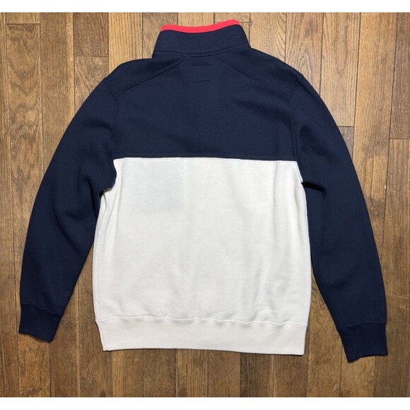 Vtg Abercrombie & Fitch Men’s Quarter Zip Pullover Large White Red Blue Campus - Picture 5 of 5